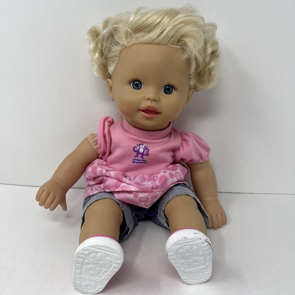 Fisher Price Little Mommy Talking Doll Play all day Blonde Hair Blue eyes